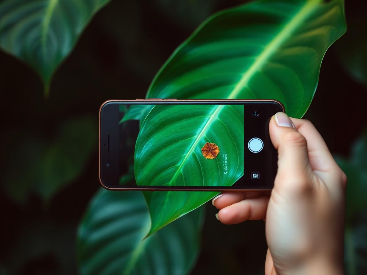 Photographing a spotted leaf with a phone for AI diagnosis